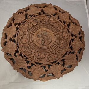 Hand-Carved Wooden Decorative Tabletop Only - Brown